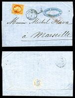 O N°23, 40c Orange Obl Ancre + Càd 'Ligne U Paq FR. U N°4' Sur Lettre De Constantinople Le 5 Fev 68 Pour Marseille. TTB  - 1849-1876: Classic Period