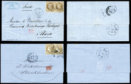 O N°30, 30c Lauré, 2 Exemplaires X2 Sur 2 Lettres à Destination De SKARA Et Stockholm Avec Cachets D'arrivée. TTB   Qual - 1849-1876: Période Classique
