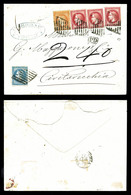 O Empire Lauré: 20c Bleu +40c Orange +80c Rose X3 (N°29/31 Et 32x3) Obl Grille De CIVITA VECCHIA Sur Lettre. TTB. R. (ce - 1849-1876: Classic Period