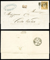 O N°38, 40c Orange Obl Chiffres Italiens 177 Sur Lettre De Marseille Pour Civita Vecchia. SUP (certificat)   Qualité: O - 1849-1876: Classic Period