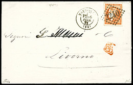 O N°48, 40c Orange Sur Lettre De Marseille Le 6 Fev 71 à Destination De Livourne (Italie), TB (signée Brun)   Qualité: O - 1849-1876: Classic Period