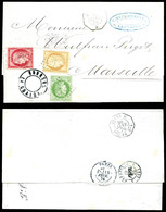 O Cérès Dentelés: N°57+55 Et 53 Obl Ancre + Cachet Octogonal (S. 1374) LA(GUAYRA) 15 Janv 76 Et Cachet Correos La Guaira - 1849-1876: Periodo Classico