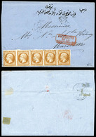 O Beyrouth, N°13B, 10c Bistre Type II En Bande De Cinq Obl PC 3706 + Càd T15 Beyrouth Syrie 30 Janv 62 Sur Lettre Pour M - 1849-1876: Klassik