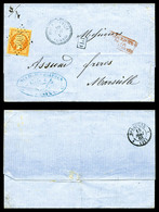 O Mersina, N°23, 40c Orange Obl GC '5098' + Càd Perlé De Mersina Le 5 Mai 68 Pour Marseille, Arrivée Le 15 Mai 68. SUP.  - 1849-1876: Classic Period