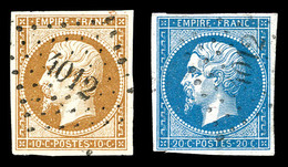 O Salonique, N°13, Empire, 10c Et 20c (N°13 Et 14) Obl PC '4012'. TB   Qualité: O   Cote: 120 Euros - 1849-1876: Classic Period