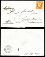 O Samsoun, N°23, 40c Empire Dentelé Obl GC '5096' + Càd Type 22 De Samsoun Le 9 Sept 67 Sur Lettre Pour Constantinople,  - 1849-1876: Periodo Classico