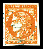 O Sulina, N°48, 40c Bordeaux Obl GC '5099' En Bleu. TTB (certificat)   Qualité: O   Cote: 750 Euros - 1849-1876: Classic Period