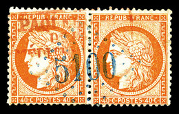 O Trebizonde, N°38, Siège, Paire De 40c Orange Obl GC '5100' De Trebizonde En Bleu. SUP (signé Calves)   Qualité: O   Co - 1849-1876: Periodo Classico