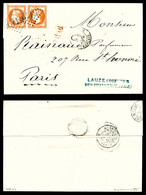 O Le Caire, N°31, 40c Lauré En Paire Obl GC '5119' Du Caire Le 13 Janv 73 Sur Lettre à Destination De Paris, Arrivée Le  - 1849-1876: Classic Period