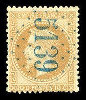 O Kustendje, N°28, 10c Lauré Obl GC '5139' En Bleu De Kustendje. SUP (signé Calves/certificat)   Qualité: O   Cote:  Eur - 1849-1876: Classic Period