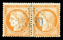 O Kustendje, N°38, 40c Siège En Paire Obl GC '5139' En Bleu De Kustendje (ex De Droite Infime Pelurage). SUP. R. (signé/ - 1849-1876: Classic Period