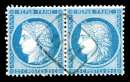 O Volo, N°60, 25c Bleu En Paire Obl 'PP' Encadré En Bleu. SUP (signé Brun/certificat)   Qualité: O   Cote:  Euros - 1849-1876: Klassik