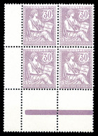 ** N°128, 30c Mouchon En Bloc De Quatre Coin De Feuille, Très Bon Centrage. SUP. R. (signé Calves/certificat)   Qualité: - 1900-02 Mouchon