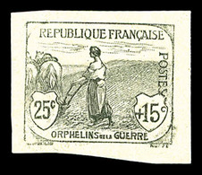 (*) N°151, Orphelins, 25c +15c: épreuve En Noir Sur Feuillet, TB (certificat)   Qualité: (*) - 1900-02 Mouchon