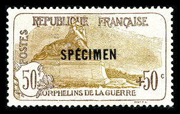 (*) N°153, Orphelins, 50c +50c Brun Et Brunclair Surchargé 'SPECIMEN', R.R.R (signé Calves/Scheller/certificat)   Qualit - 1900-02 Mouchon