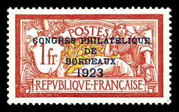 ** N°182, Congrès De Bordeaux De 1923, Très Bon Centrage, SUP (certificat)   Qualité: **   Cote: 1387 Euros - 1900-02 Mouchon