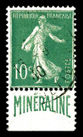 O N°188A, Minéraline, 10c Vert, TB (certificat)   Qualité: O   Cote: 600 Euros - 1900-02 Mouchon