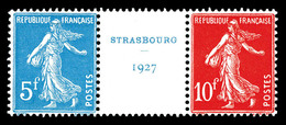 * N°242A, Exposition De Strasbourg 1927, Paire Avec Intervalle (les 2 Timbres**) , TB (certificat)   Qualité: *   Cote:  - 1900-02 Mouchon