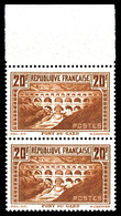 ** N°262f, Pont Du Gard, 20F Chaudron: Type IIA Et IIB Se Tenant Verticalement Bord De Feuille Supérieur, Jolie Pièce, S - 1900-02 Mouchon