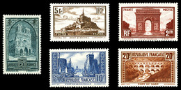 ** N°258/62, Série Touristique De 1929, Les 5 Valeurs TB (certificat)   Qualité: **   Cote: 995 Euros - 1900-02 Mouchon