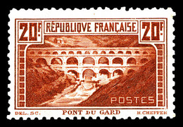 * N°262B, Pont Du Gard, 20F Chaudron Clair Dentelé 11, Charnière Légère, Frais Et TB (signé Brun/certificat)   Qualité:  - 1900-02 Mouchon