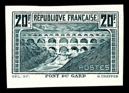 (*) N°262, Pont Du Gard, épreuve De Couleur: 20F Vertnoir Non Dentelé, SUPERBE Et RARE (certificat)   Qualité: (*) - 1900-02 Mouchon