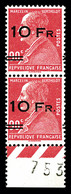 ** N°3d, Berthelot, 10F Sur 90c Rouge, Surcharge Espacée Tenant à Normal Bas De Feuille Numéroté, Bon Centrage, Fraîcheu - 1927-1959 Nuovi