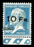 ** N°4, Pasteur Surchargé à Bord Du Paquebot 'ILE DE FRANCE' 10F Sur 1,50F Bleu Bas De Feuille, Infime Point De Gomme, E - 1927-1959 Nuovi
