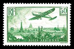 ** N°14, Avion Survolant Paris, 50F Vertjaune, SUP (certificat)   Qualité: **   Cote: 2000 Euros - 1927-1959 Mint/hinged