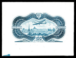 (*) N°15A, NON EMIS, 100F Burelé: épreuve En Bleuvert. SUPERBE. R.R.R. (certificat)   Qualité: (*)   Cote: 12000 Euros - 1927-1959 Mint/hinged