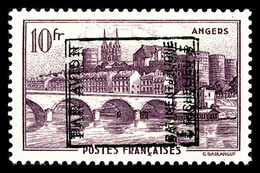 ** N°10, Timbre De France: Angers (N°500), 10F Violet, Double Surcharge 'PAR AVION RICHELIEU', Superbe, R.R. (certificat - Poste Aérienne Militaire