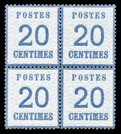 ** N°6, 20c Bleu En Bloc De Quatre, Fraîcheur Postale, TRES BON CENTRAGE, SUPERBE (certificat)   Qualité: ** - Other & Unclassified