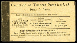 ** N°130C6, 15c Semeuse Lignée, Couverture En 2ème Page: 'taxe Révisée Le 12 Août 1919', PAPIER BLANC, SUPERBE (certific - Other & Unclassified