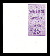 ** N°3, 25c 'Apport à La Gare', épreuve En Violet Non Dentelée Cdf (avec Variété Pli Accordéon). SUP (certificat)   Qual - Mint/Hinged