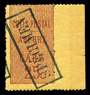 ** N°3, (Maury N°1b), 25c Brun Sur Jaune Surchargé 'SPECIMEN', Bord De Feuille Latéral Droit, Fraîcheur Postale, SUPERBE - Mint/Hinged