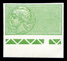 ** N°33e, Vert Sans Légende, NON DENTELÉ, Bas De Feuille, SUPERBE (certificat)   Qualité: ** - Mint/Hinged