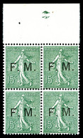 ** N°3, 15c Vertolive Surchargé En Bloc De Quatre, Haut De Feuille, TB (certificat)   Qualité: **   Cote: 840 Euros - Military Postage Stamps