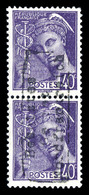 ** N°2, Mercure 40c Violet En Paire Surchargée 'Dunquerque'. SUP. R. (signé Brun/certificat)   Qualité: **   Cote: 4000  - Guerre (timbres De)