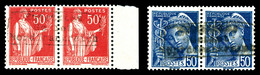 ** N°3/4, 50c Paix Et 50c Mercure, Les 2 Paires Surchargées Dunkerque, TB (signé Brun/certificat)   Qualité: **   Cote:  - War Stamps