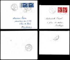 O N°3/4, 50c Paix Et 50c Mercure, Les 2 Paires Surchargées Dunkerque Sur Lettres, TB (signées)   Qualité: O   Cote: 280  - War Stamps