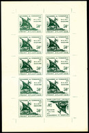 (*) N°8, 50c Vert En Feuille D'essai De 10 Exemplaires Non Dentelés Dont Le Dernier Exemplaire Et Têtebêche. SUPERBE. R. - War Stamps