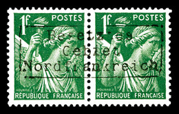 ** Iris, 1f Vert En Paire Surchargée Coudekerque. (certificat)   Qualité: ** - War Stamps