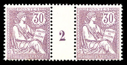 ** N°128, 30c Violet En Paire Millésime '2', RARE Et SUP (signé/certificat)   Qualité: **   Cote: 2550 Euros - Millesimes