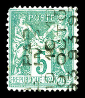 (*) N°15, 5c Vert Surchargé Verticalement 5 Lignes Du 10 Octobre 1893, Bel état Pour Ce Timbre Difficile. (signé Calves/ - 1893-1947