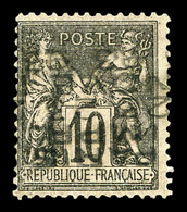 (*) N°16, 10c Noir Sur Lilas Surchargé Horizontale 5 Lignes Du 23 Novembre 1893, TTB. R.R (signé Brun/certificat)   Qual - 1893-1947