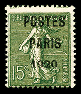 ** N°25, 15c Vertolive Surchargé 'POSTE PARIS 1920', TB (signé/certificat)   Qualité: **   Cote: 575 Euros - 1893-1947