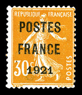 (*) N°35, 30c Orange Surchargé 'POSTE FRANCE 1921', RARE Et SUPERBE (signé Brun/Scheller/certificat)   Qualité: (*)   Co - 1893-1947