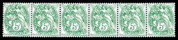 ** N°16, 5c Blanc, Bande Horizontale De 6 Timbres. SUP (certificat)   Qualité: **   Cote: 650 Euros - Roulettes