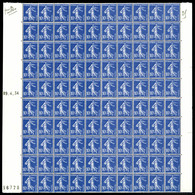 ** N°31, 10c Outremer Type IV (N°279a) En Feuille De 100 Exemplaires (2ex*), Bdf à Gauche Daté Du 9434 Et Numéroté '3677 - Coil Stamps