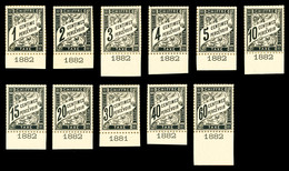 (*) N°10/21, Taxe De 1881: 1c, 2c, 3c, 4c, 5c, 10c, 15c, 20c, 30c, 40c, 60c Noir Impression Sur Bristol Dentelure Figuré - 1859-1959 Nuovi